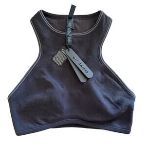Nike x SKIMS Ribbed Seamless Racerneck Bra Obsidian Armor S NWT $54